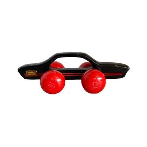 Vintage 80s 90s Jaguar Wooden Toy Push Car Black Red Collectible